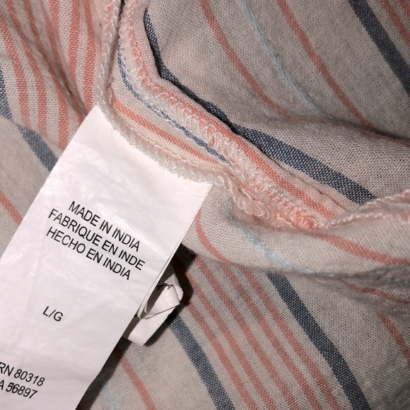 Lucky brand large striped button down cotton top - Picture 5 of 7